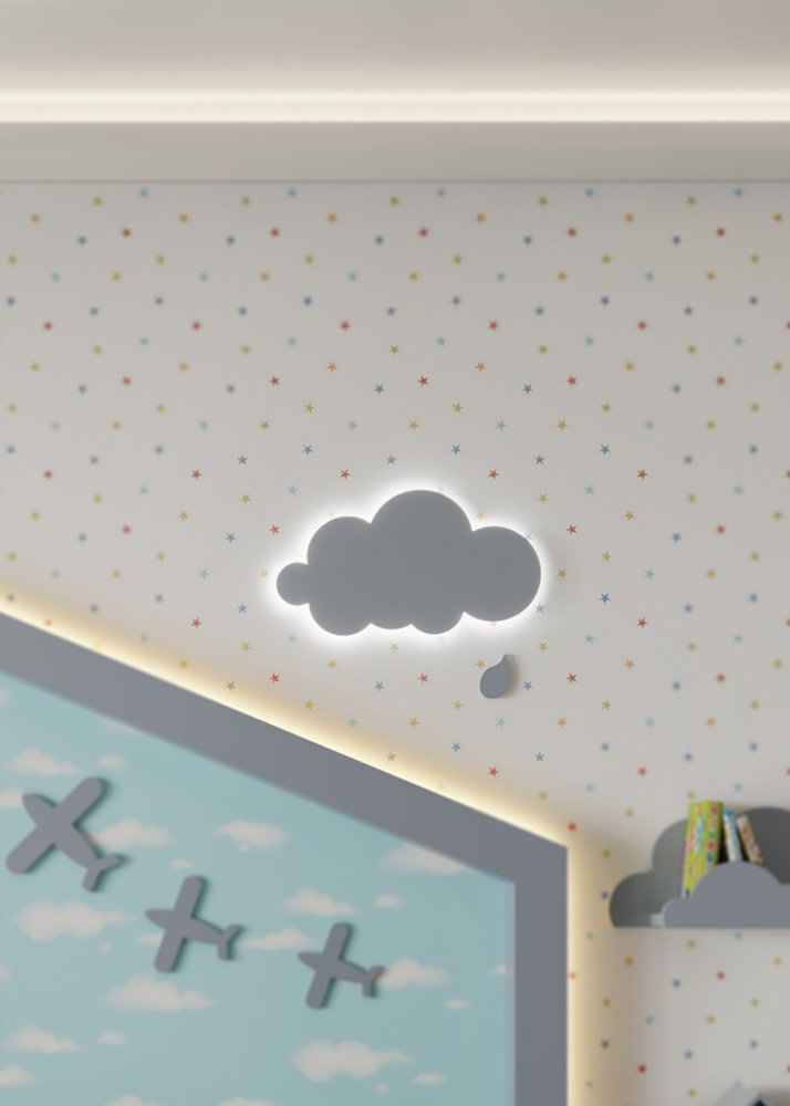 Kids Room Cloud LED Lighting with a Rain Drop 