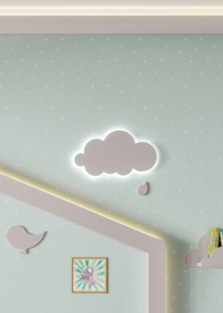 Kids Room Cloud LED Lighting with a rain drop – Soft Pink