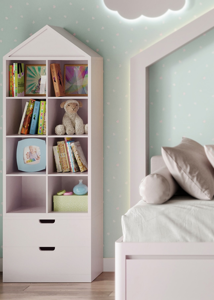 Kids Room Bookshelf – Soft Pink