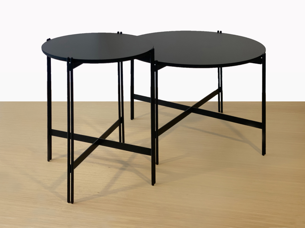 Black Lacquer Top Smart Chic Coffe Table Set