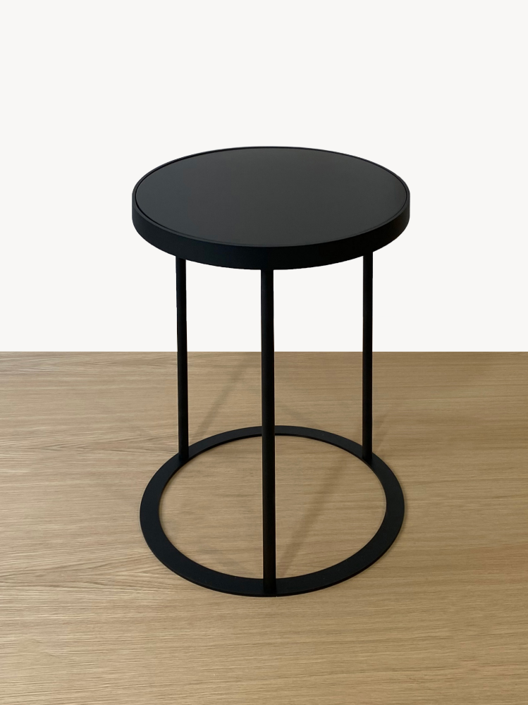 Black Metal Side Table Base with Black Lacquer Top