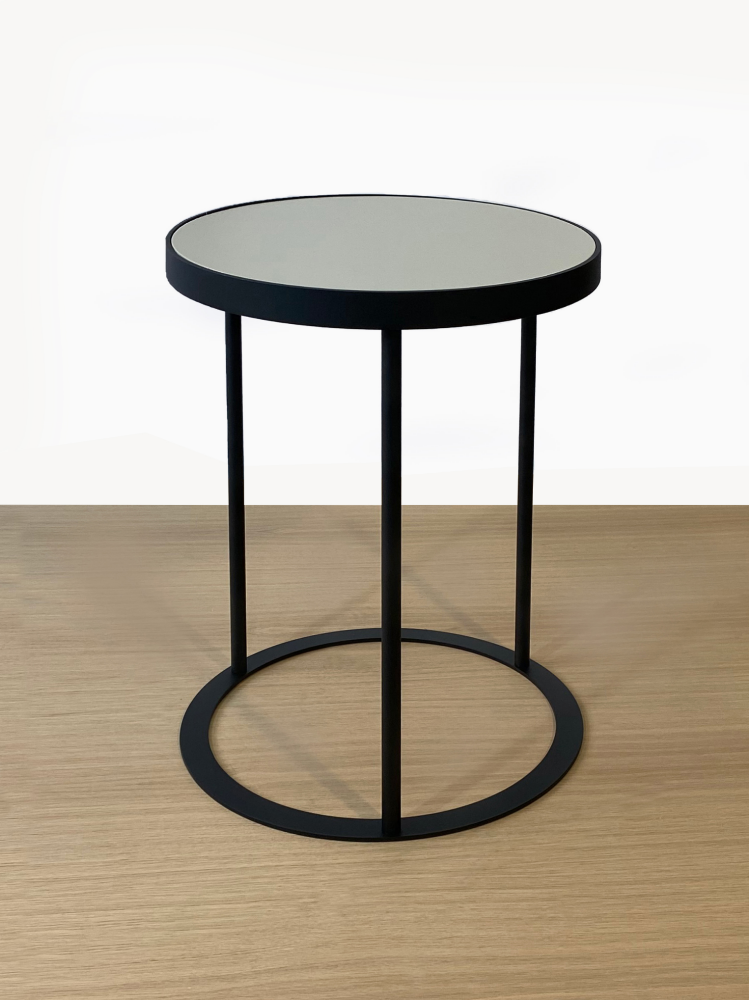 Black Metal Side Table Base with Mink Lacquer Top